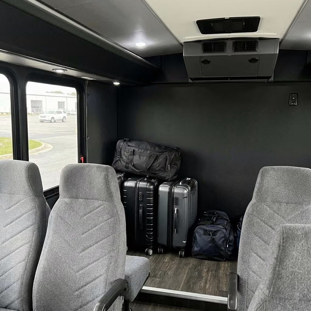 woodstock 15 passenger minibus luggage area
