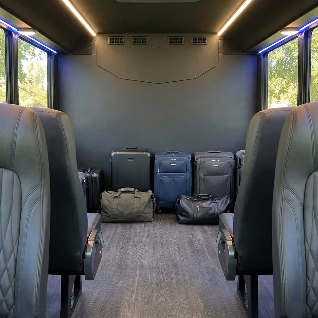 woodstock 20 passenger minibus luggage area