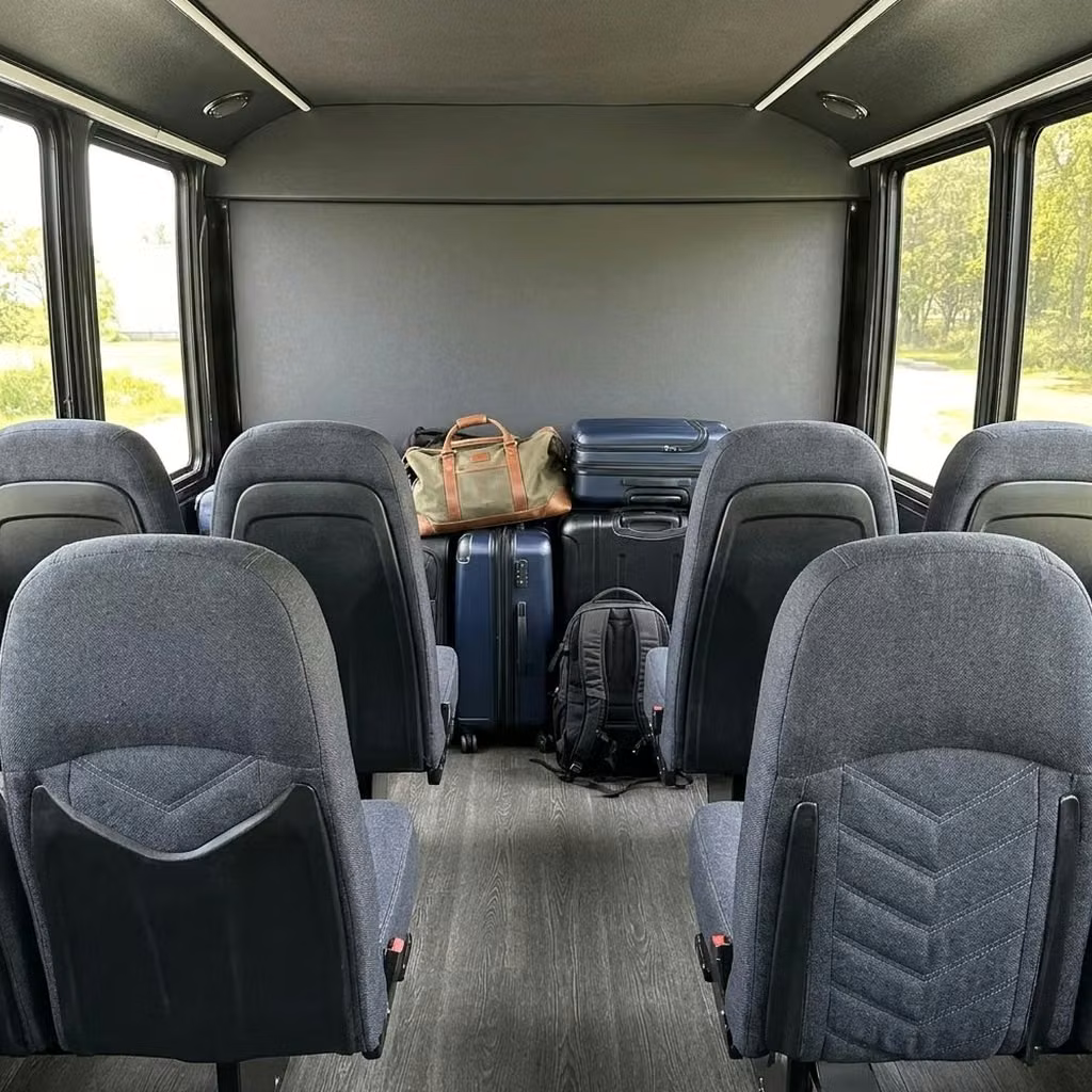 woodstock 25 passenger minibus luggage area