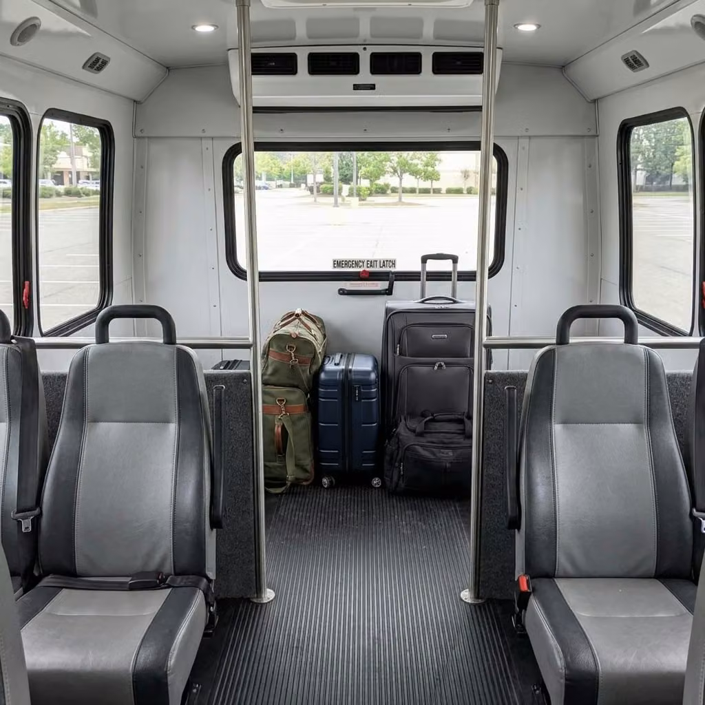 woodstock 28 passenger minibus luggage area