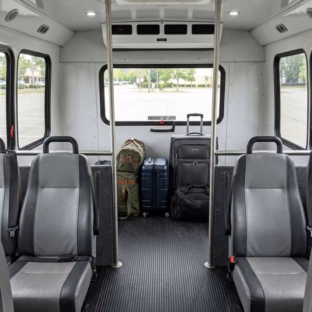 woodstock 30 passenger minibus luggage area