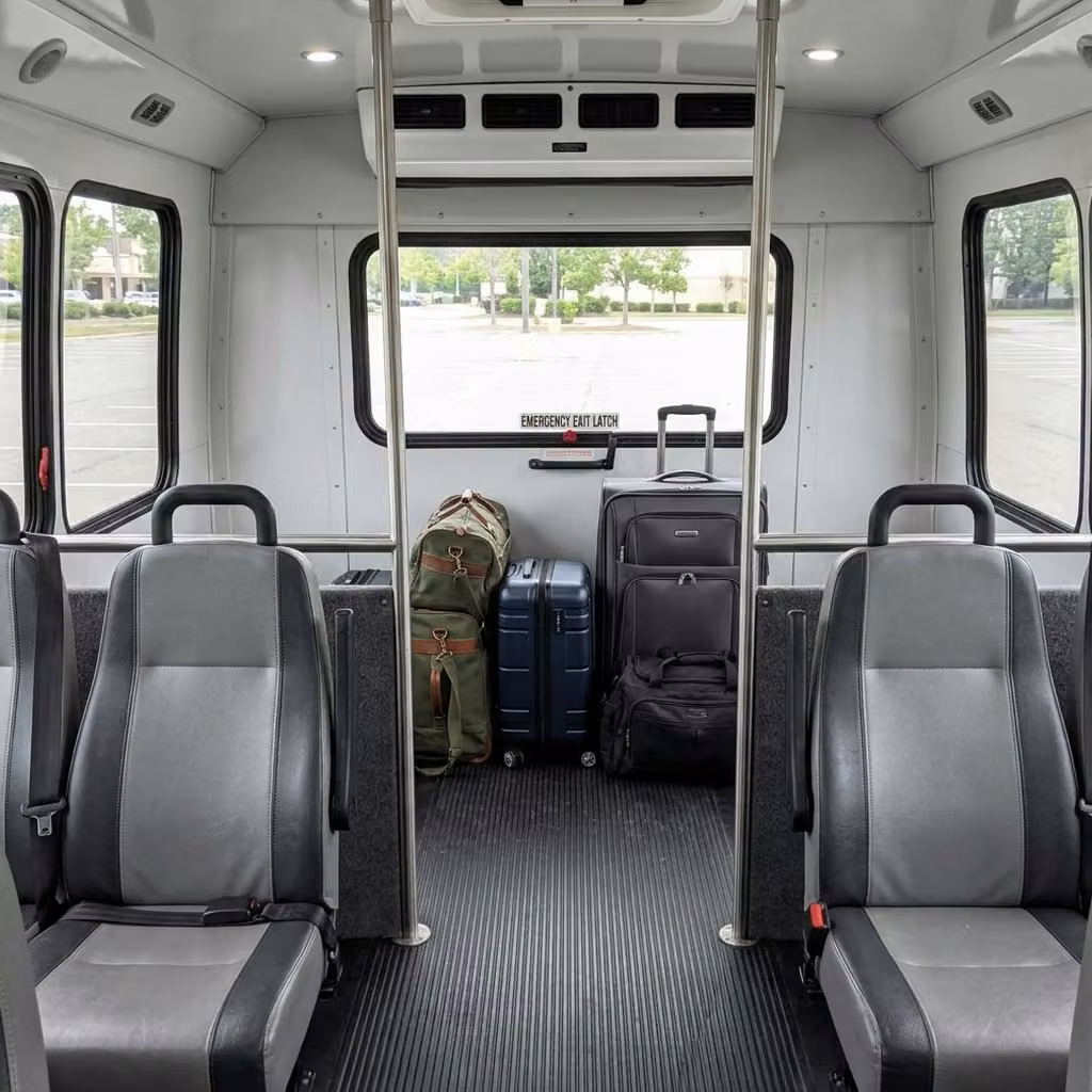 woodstock 35 passenger minibus luggage area