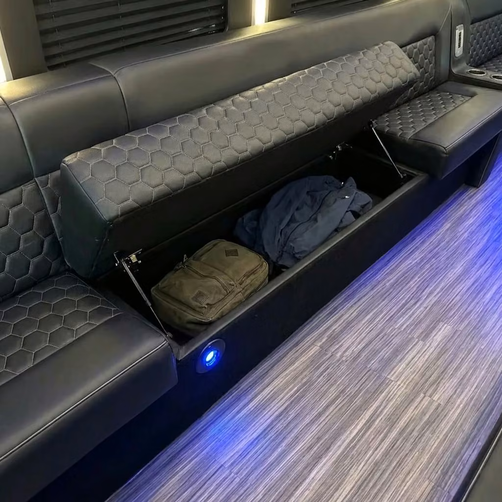 woodstock party bus under seat storage